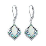 Sterling Silver Teardrop Amethyst Moss Agate White Opal Moonstone Leverback Earrings
