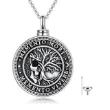 Sterling Silver Memento Mori& Gothic Skull Urn Necklace For Ashes