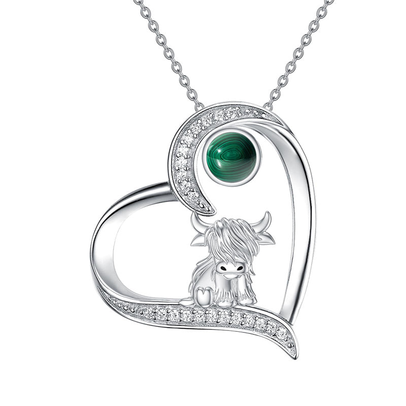 Sterling Silver Highland Cow Pendant Necklace