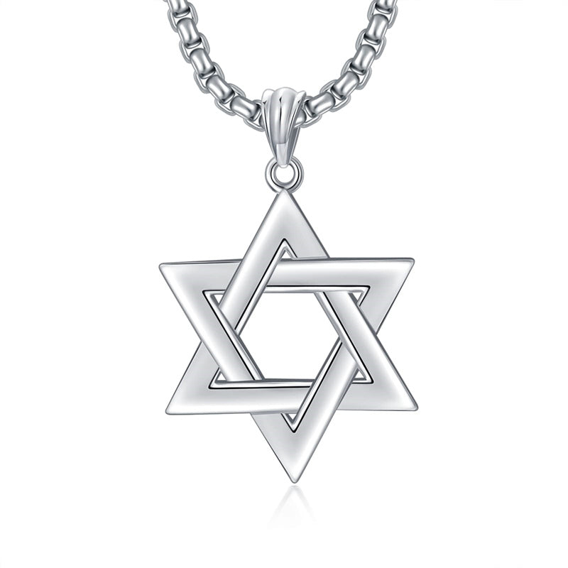 Sterling Silver Star of David Pendant Necklace for Men