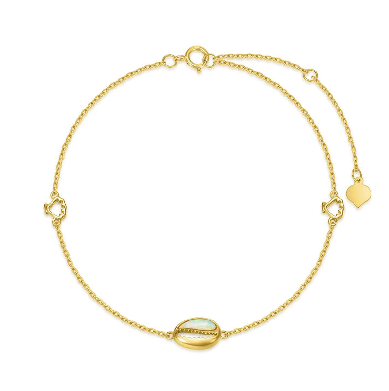 14K Gold Opal Single Layer Anklet