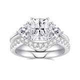 Sterling Silver Moissanite Wedding Ring Set for Women