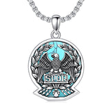 Sterling Silver Eagle SPQR Pendant Necklace for Men
