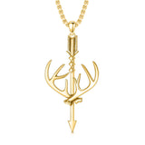 Sterling Silver Cross Deer Antler Fish Hook Hunting Pendant Necklace for Men