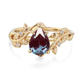 Sterling Silver 10K 14K 18K  Gold Pear Gemstone Vintage Engagement Wedding Promise Anniversary Ring