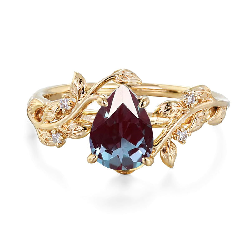 Sterling Silver 10K 14K 18K  Gold Pear Gemstone Vintage Engagement Wedding Promise Anniversary Ring