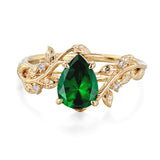 Sterling Silver 10K 14K 18K  Gold Pear Gemstone Vintage Engagement Wedding Promise Anniversary Ring