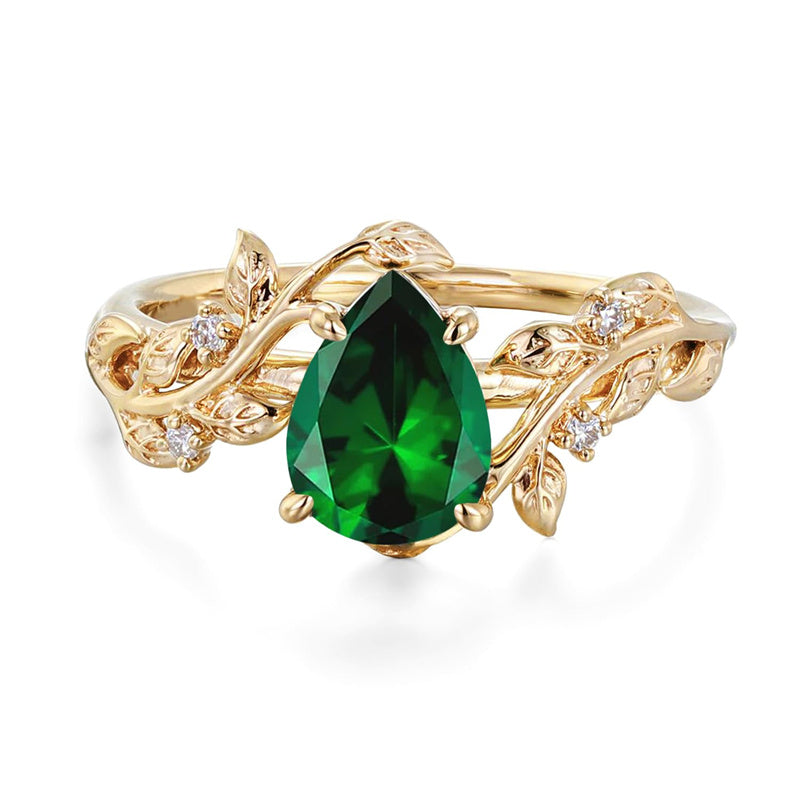 Sterling Silver 10K 14K 18K  Gold Pear Gemstone Vintage Engagement Wedding Promise Anniversary Ring