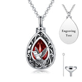 Sterling Silver Personalized Red Cubic Zirconia Butterfly Hummingbird Urn Necklace for Ashes