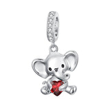 Sterling Silver 12 Months Birthstone Elephant Bead Charms