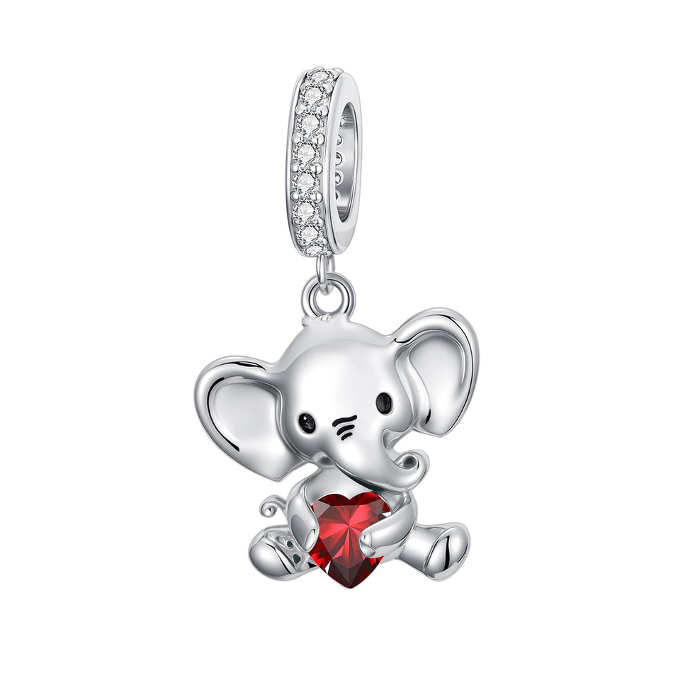 Sterling Silver 12 Months Birthstone Elephant Bead Charms
