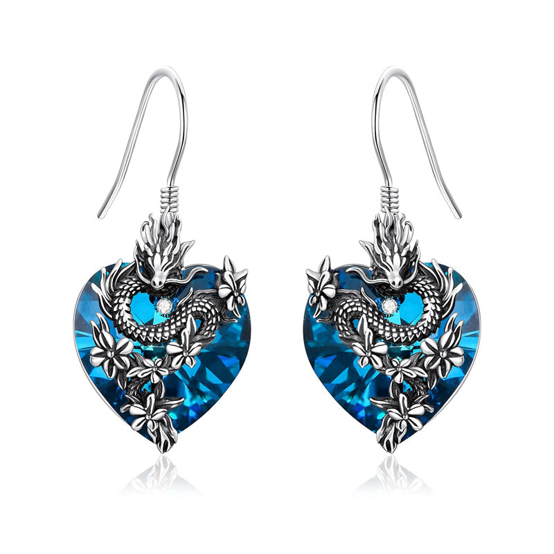 Sterling Silver Dragon Dangle Earrings