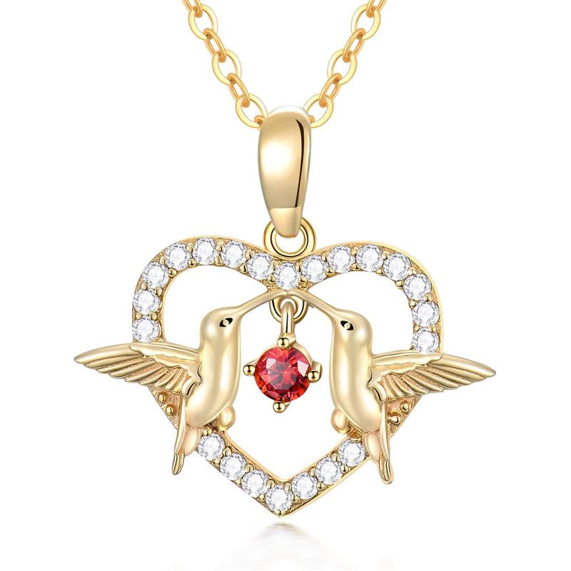 14K Gold Hummingbird Pendant Necklace