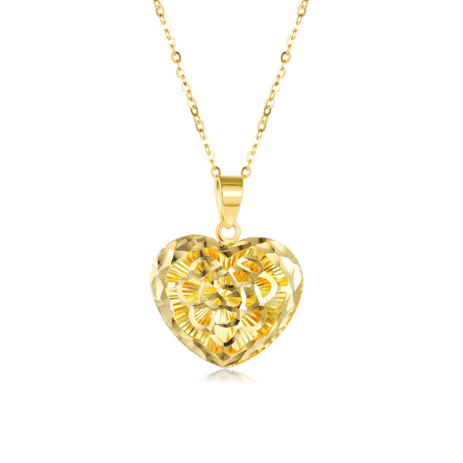 18K Gold Heart Pendant Necklace
