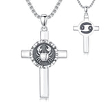 Sterling Silver 12 Constellation Cross Pendant Necklace