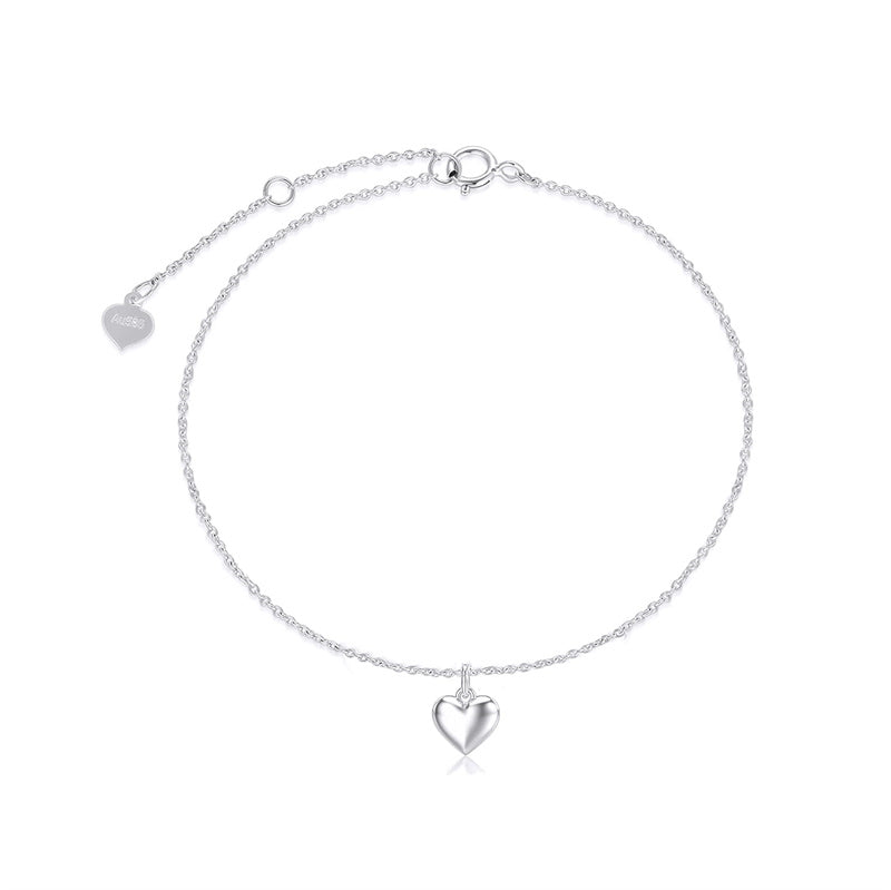 14k Gold Puff Heart Single Layer Anklet