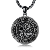 Sterling Silver Memento Mori Gothic Skull Amulet Pendant Necklace for Men