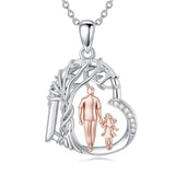 Sterling Silver Father Daughter Heart Pendant Necklace from Dad Gift for Daughter
