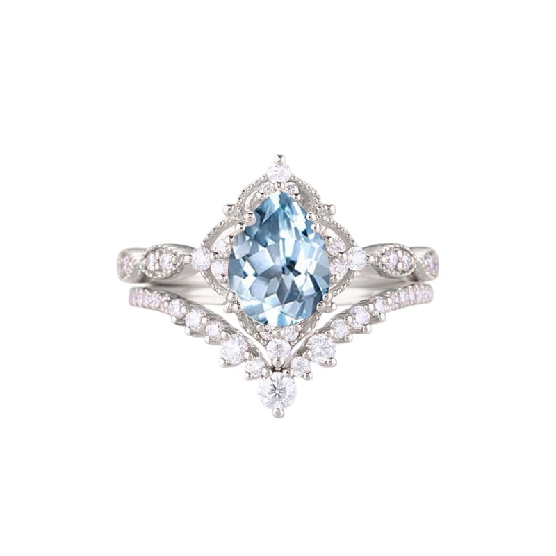 Sterling Silver 10K 14K 18K Gold Pear Shaped Gemstone Engagement Ring