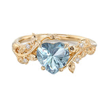 Sterling Silver 10K 14K 18K Solid Gold Heart Gemstone Vintage Engagement Ring Wedding Promise Anniversary Ring