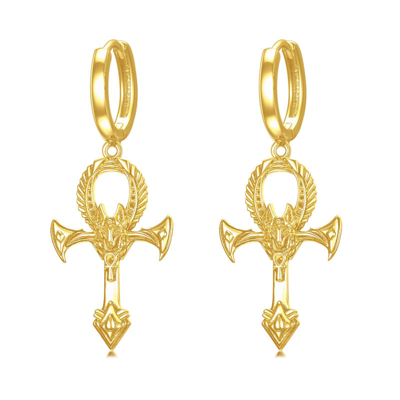 Sterling Silver Ankh Dangle Earrings