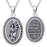Sterling Silver St Anthony Francis Joseph Peregrine Raphael Sebastian Medal  Protection Pendant Necklace