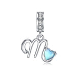 Sterling Silver Moonstone Initial Alphabet Charm Beads