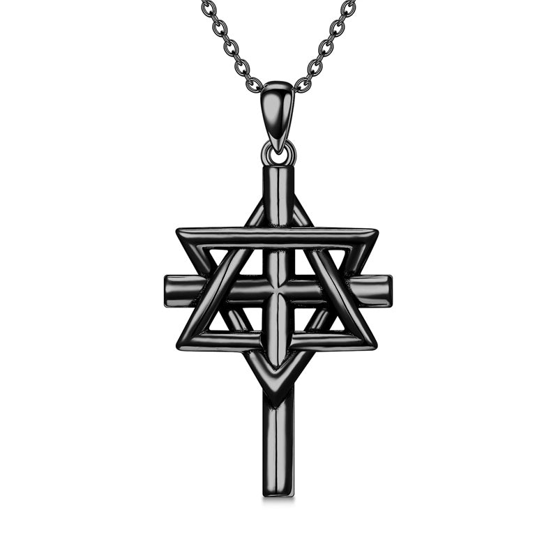 Sterling Silver Nial Cross David Pendant Necklace