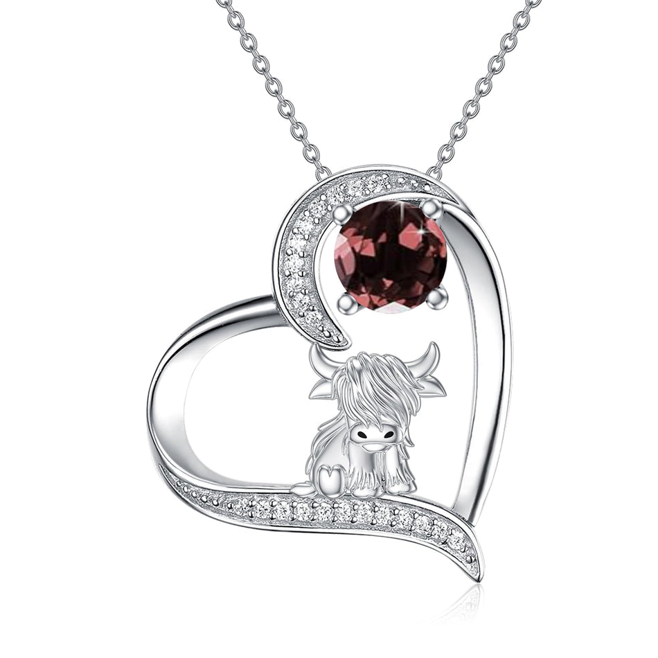 Sterling Silver Highland Cow Pendant Necklace