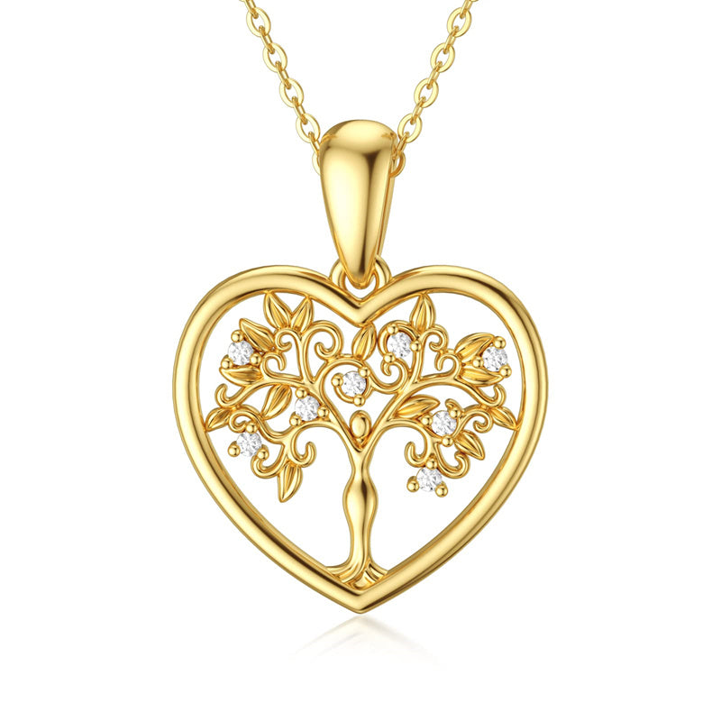 14K Gold Moissanite Tree of Life Pendant Necklace