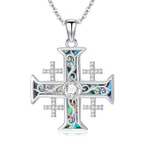 Sterling Silver Jerusalem Cross Pendant Necklace for Men