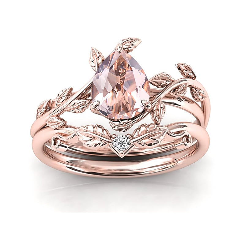 Sterling Silver 10K 14K 18K Gold 1ct Pear Shaped Gemstone Gemstone Engagement Ring Wedding Ring Sets