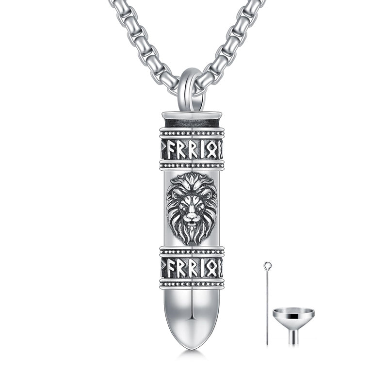 Sterling Silver Bear Lion Eagle Compass Tree of Life Bullet Urn Necklaces for Ashes