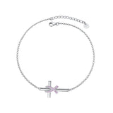 Sterling Silver Butterfly Cross Breast Cancer Awareness Bracelet