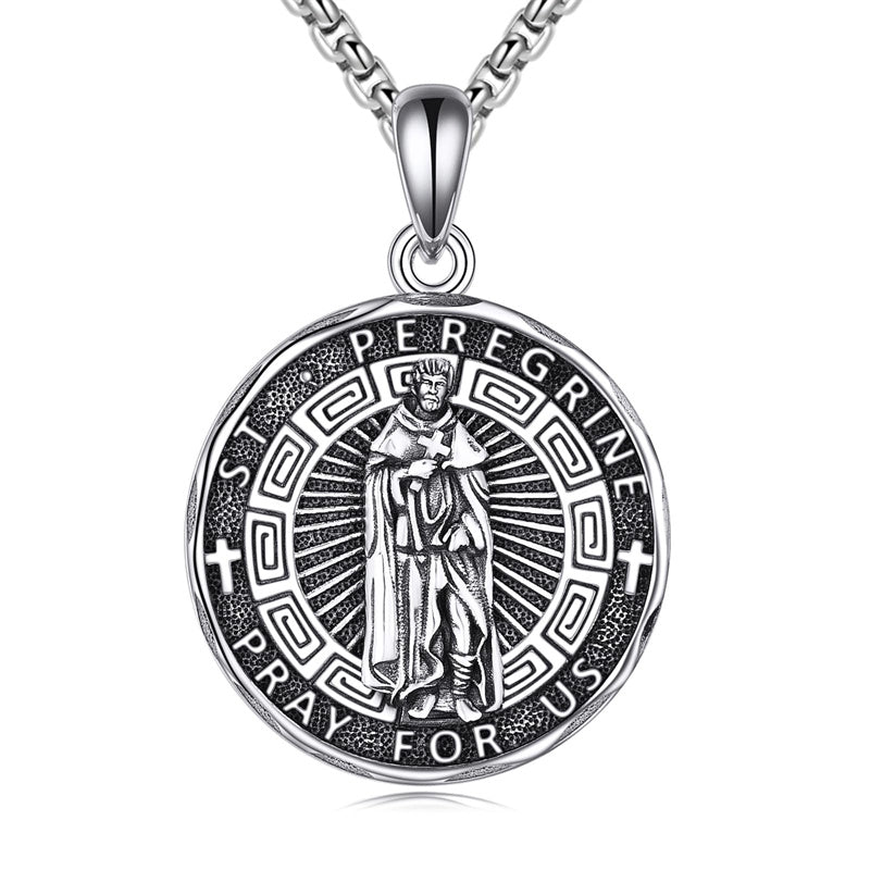 Sterling Silver Saint Gabriel,Saint Jude,Saint Benedict,Saint Patrick ,Saint Peregrine Pendant Necklace