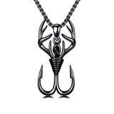 Sterling Silver Antler Pendant Necklace for Men