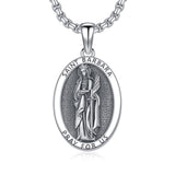 Sterling Silver Saint Barbara Goddess Amulet Pendant Necklace