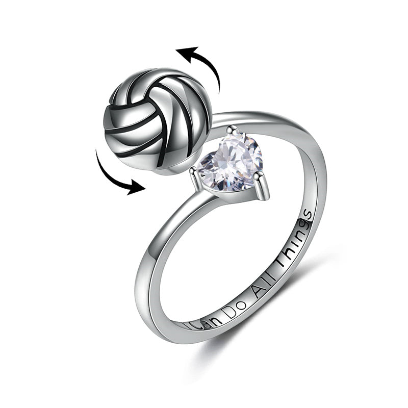 Sterling Silver Baseball Football Volleyball Spinner Ring