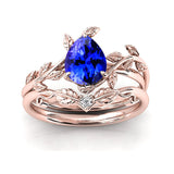 Sterling Silver 10K 14K 18K Gold 1ct Pear Shaped Gemstone Gemstone Engagement Ring Wedding Ring Sets