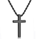 Sterling Silver Cross Pendant Necklace with Stainless Steel 2.0mm Rope Chain