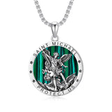 Sterling Silver St Michael St Christopher Pendant Necklace for Men