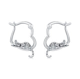 Sterling Silver Fox Frog Leopard Peacock Puppy Animal Hug Hoop Earrings