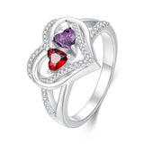Sterling Silver Heart Birthstone Ring for Women
