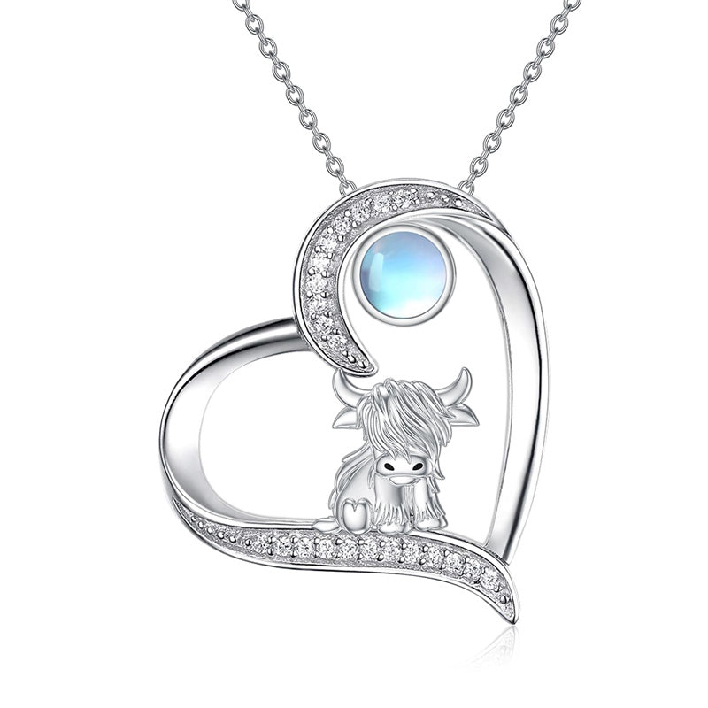 Sterling Silver Highland Cow Pendant Necklace