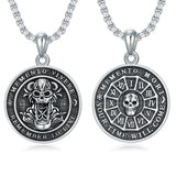 Sterling Silver Memento Mori Skull Pendant Necklace
