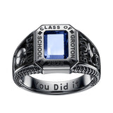 Sterling Silver Personalized Pattern High School College Class Ring Gift for Men