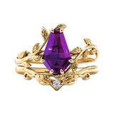 Sterling Silver Coffin Shap Vintage Gemstone Set Engagement Ring