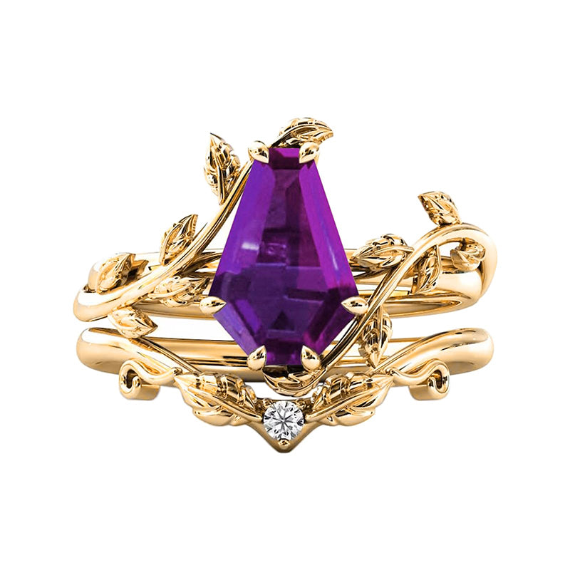 Sterling Silver Coffin Shap Vintage Gemstone Set Engagement Ring