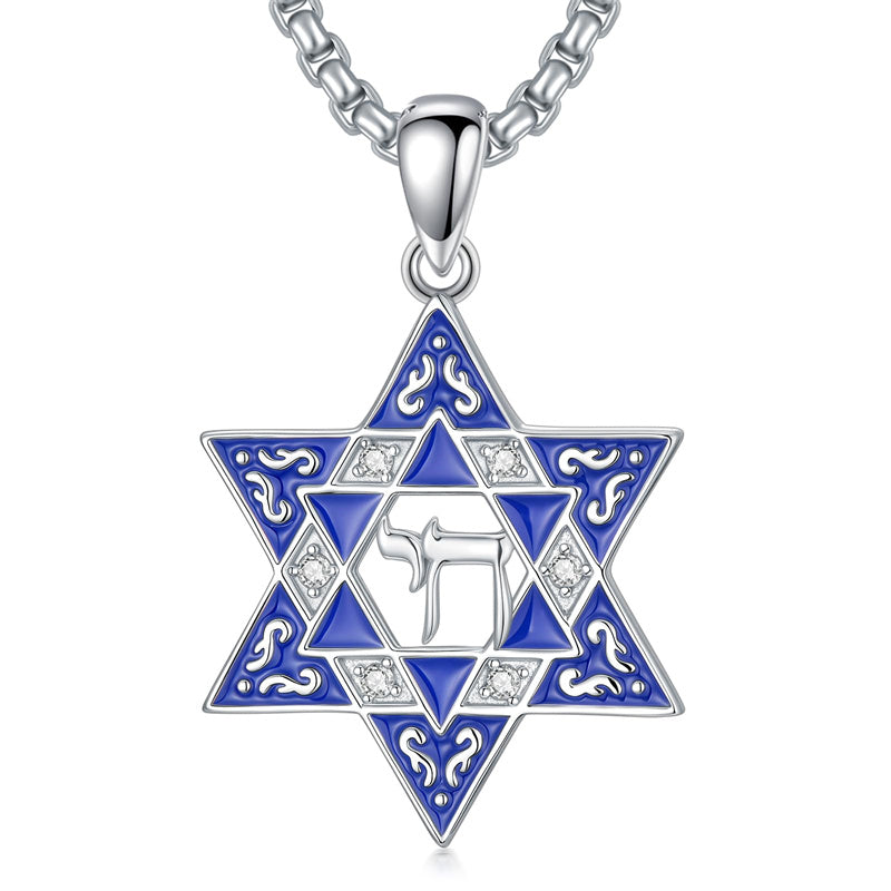 Sterling Silver Star of David, Evil Eye, Tree of Life, Cross Lion, Chai Pendant Necklace