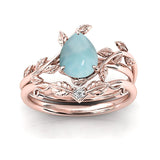 Sterling Silver 10K 14K 18K Gold 1ct Pear Shaped Gemstone Gemstone Engagement Ring Wedding Ring Sets